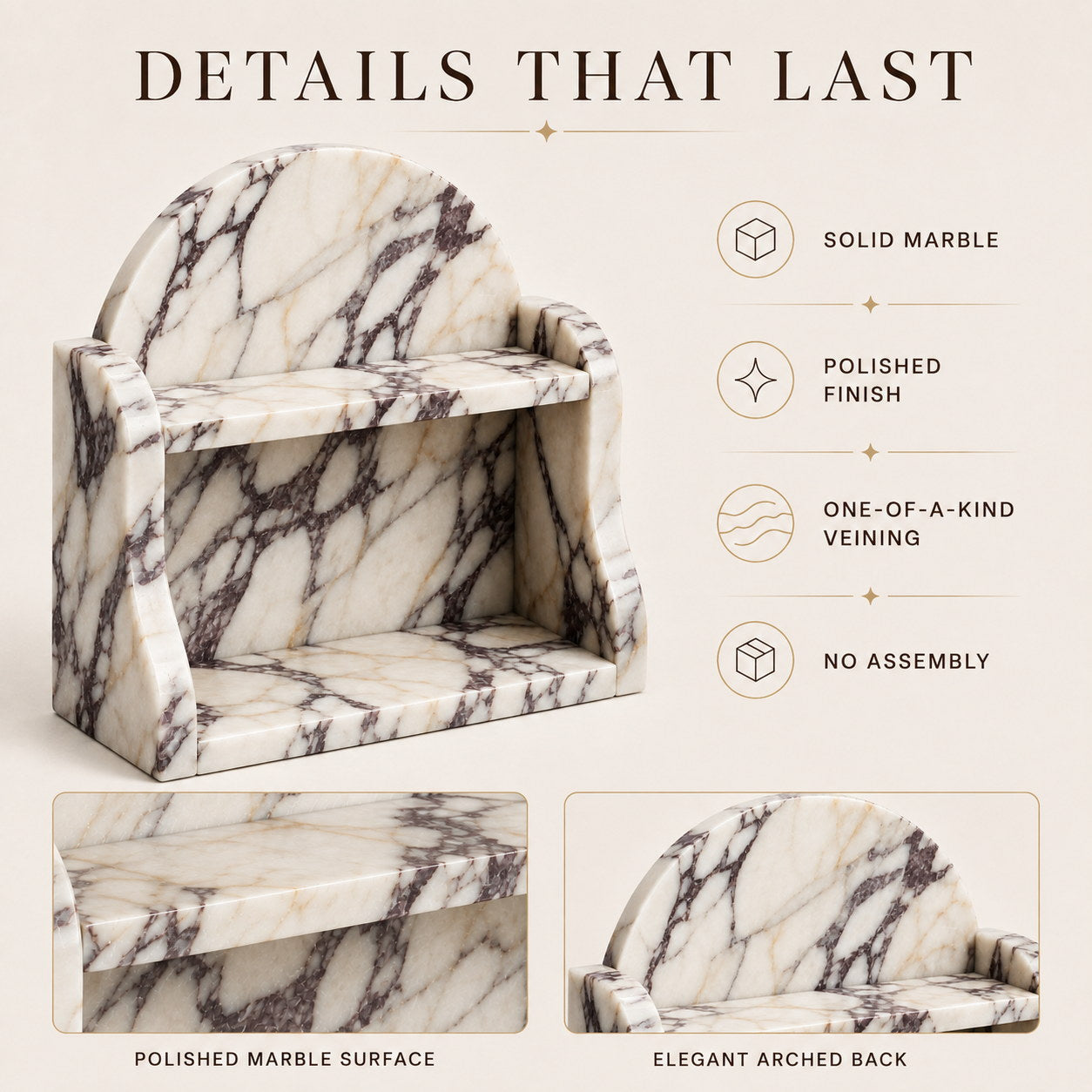 Luxury Calacatta Viola Marble Organizer