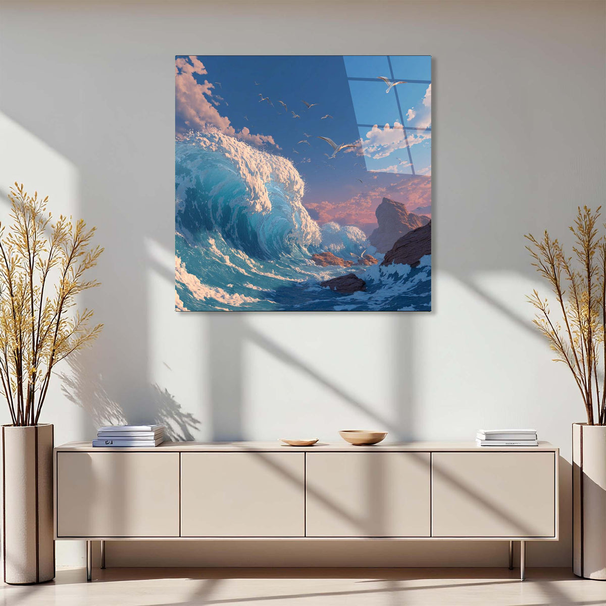 Custom size glass wall art