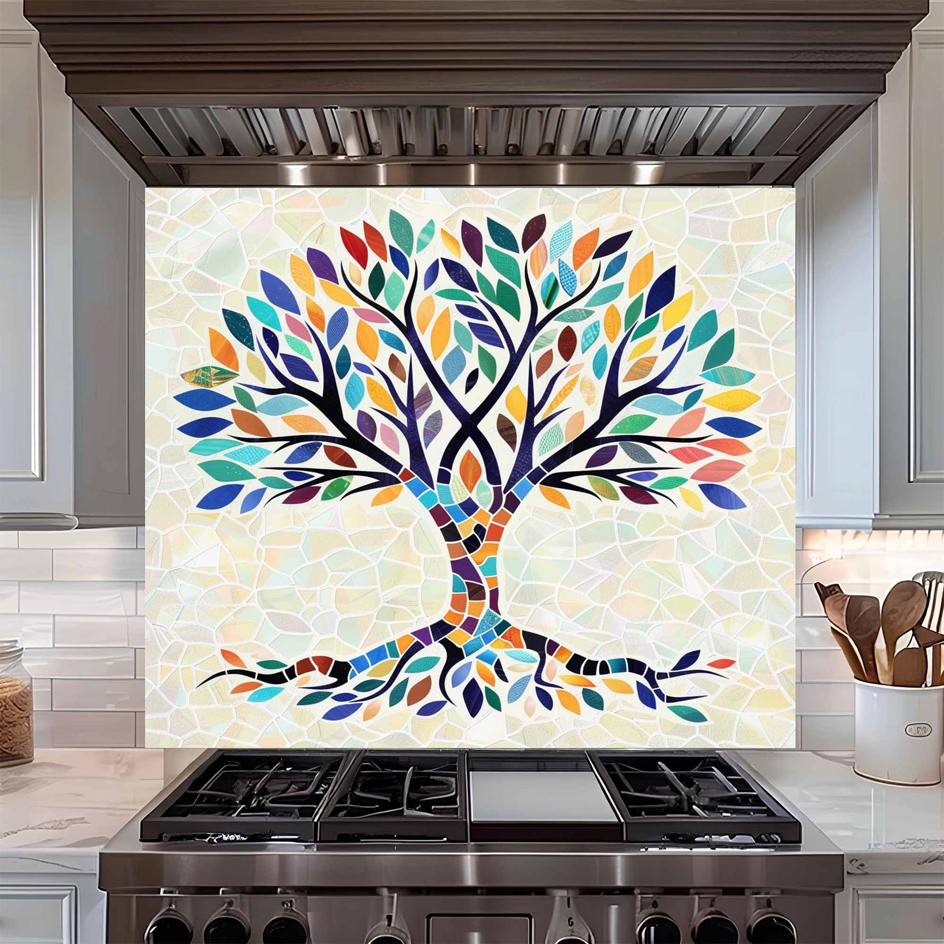mosaic tempered glass backsplash for kitchen