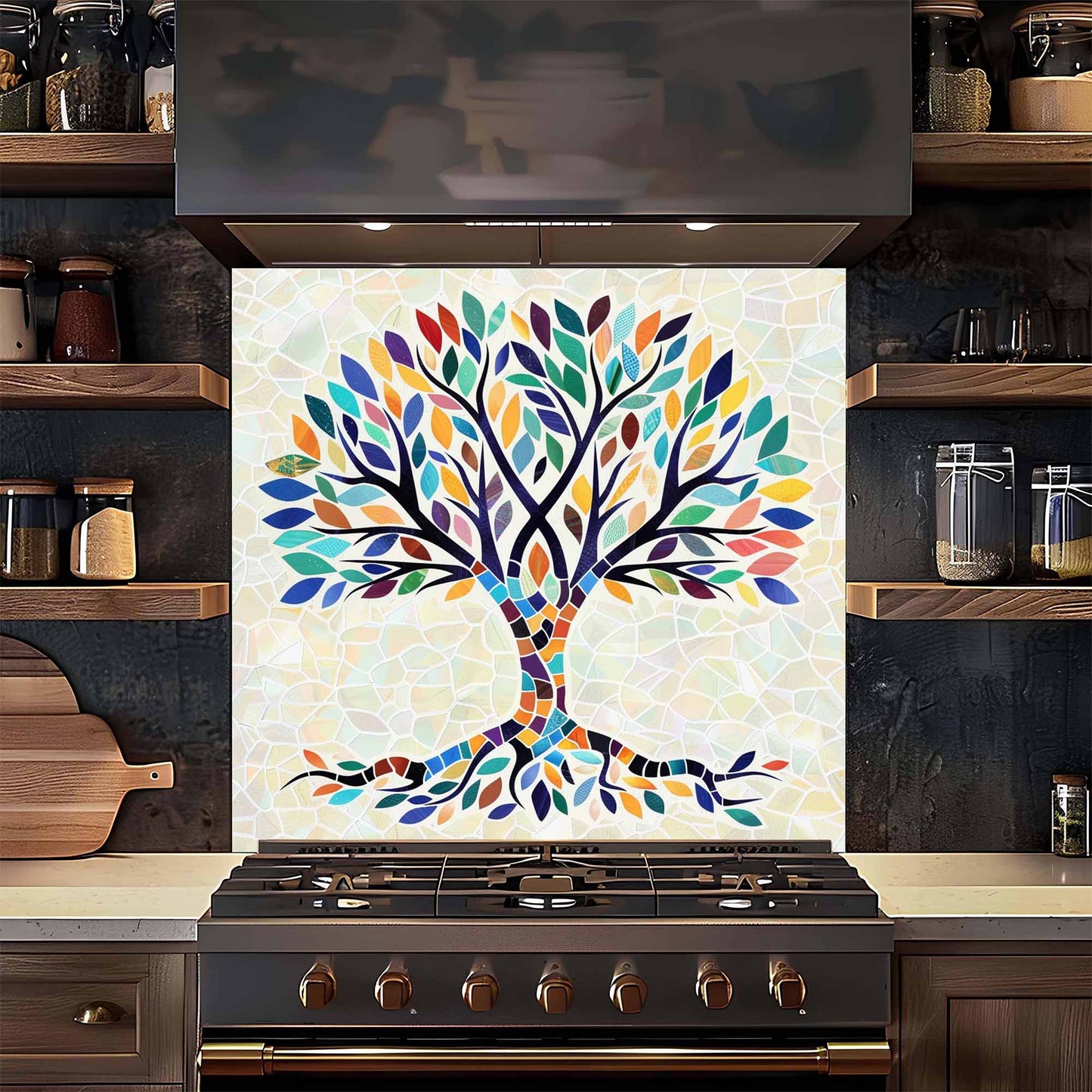 mosaic tempered glass backsplash for kitchen