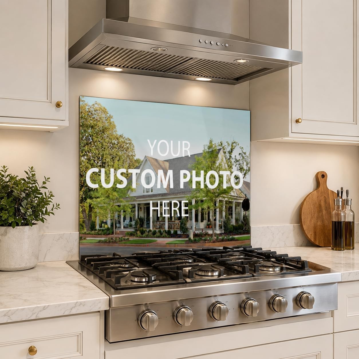 Custom Photo Tempered Glass Kitchen Backsplash for Stove - Heat Resistant Kitchen Wall Tile Alternative