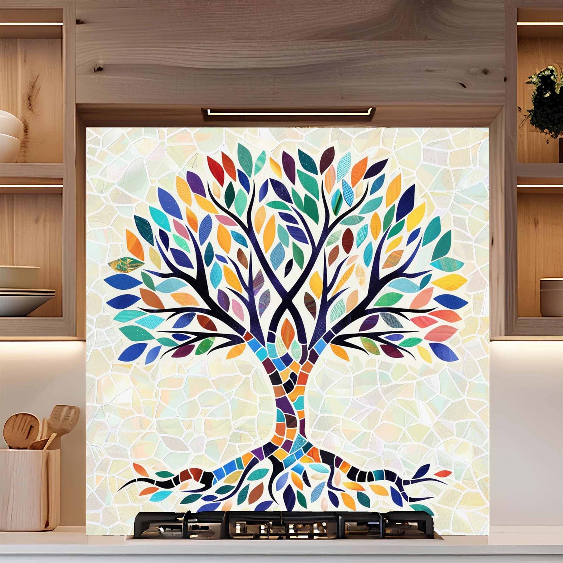mosaic tempered glass backsplash for kitchen
