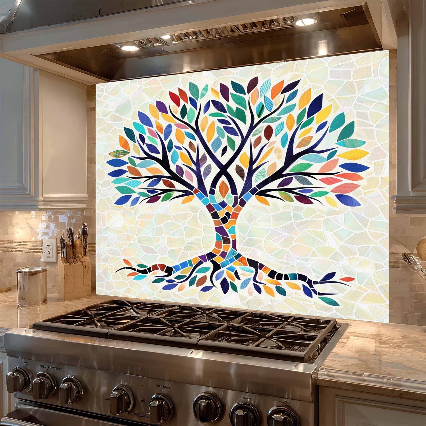 mosaic tempered glass backsplash for kitchen