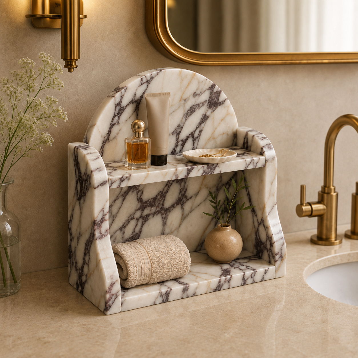 Luxury Calacatta Viola Marble Organizer