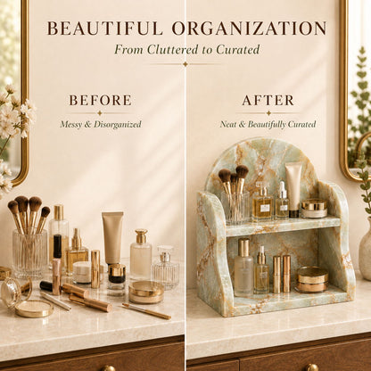Luxury natural onyx marble organizer vanity storage shelf