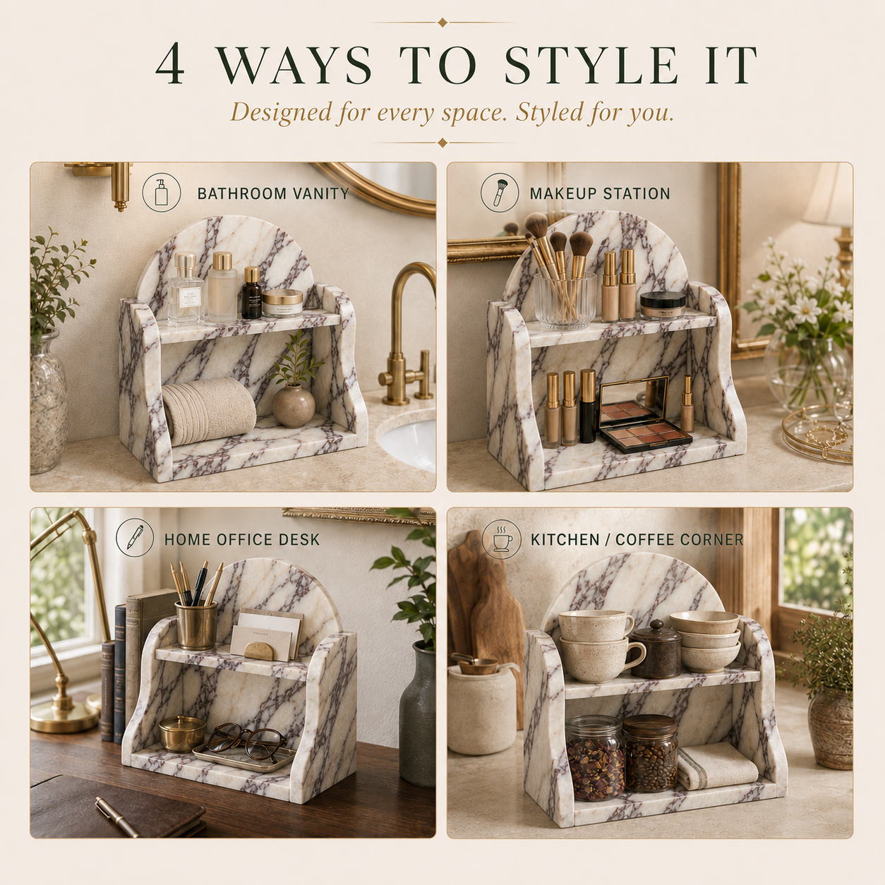 Luxury Calacatta Viola Marble Organizer
