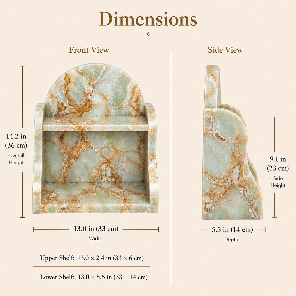 Luxury natural onyx marble organizer vanity storage shelf