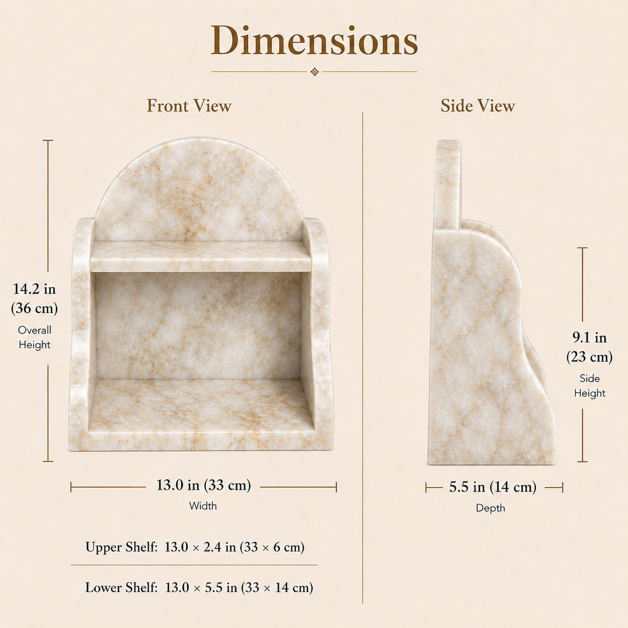 Calacatta Gold marble organizer luxury bathroom vanity storage shelf