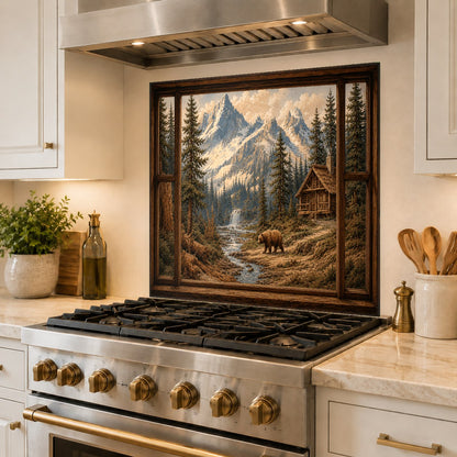 Tempered glass kitchen backsplash protecting the wall over a sink area