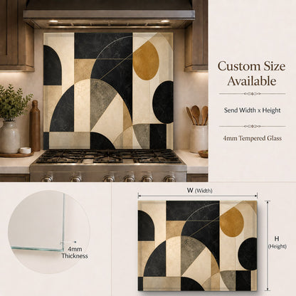 Modern geometric design kitchen backsplash in a bright, open-concept kitchen bar area.