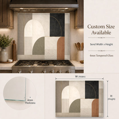 Sleek geometric tempered glass backsplash installed in a luxury home bar area