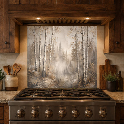 Home bar area protected by Birch Mist glass backsplash panel