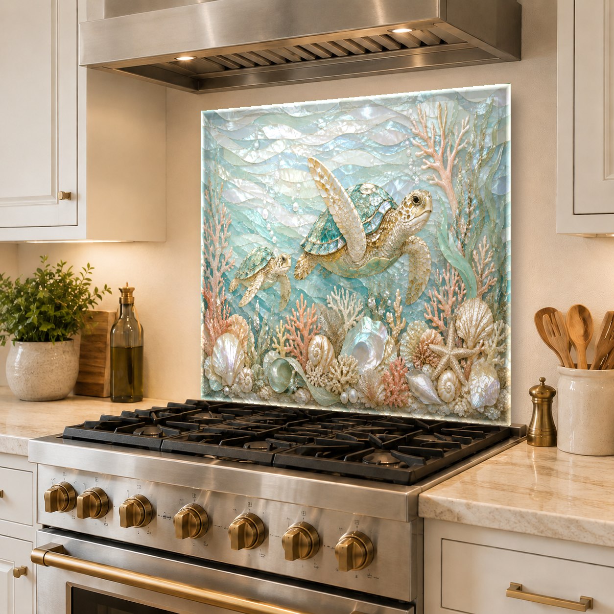 Easy to clean glass backsplash protector behind kitchen stove