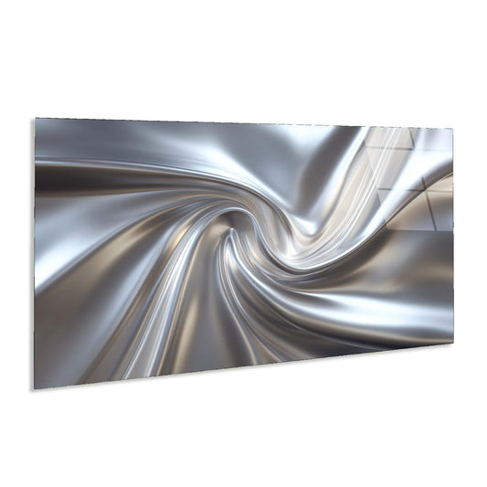 Metallic swirl design on a white background