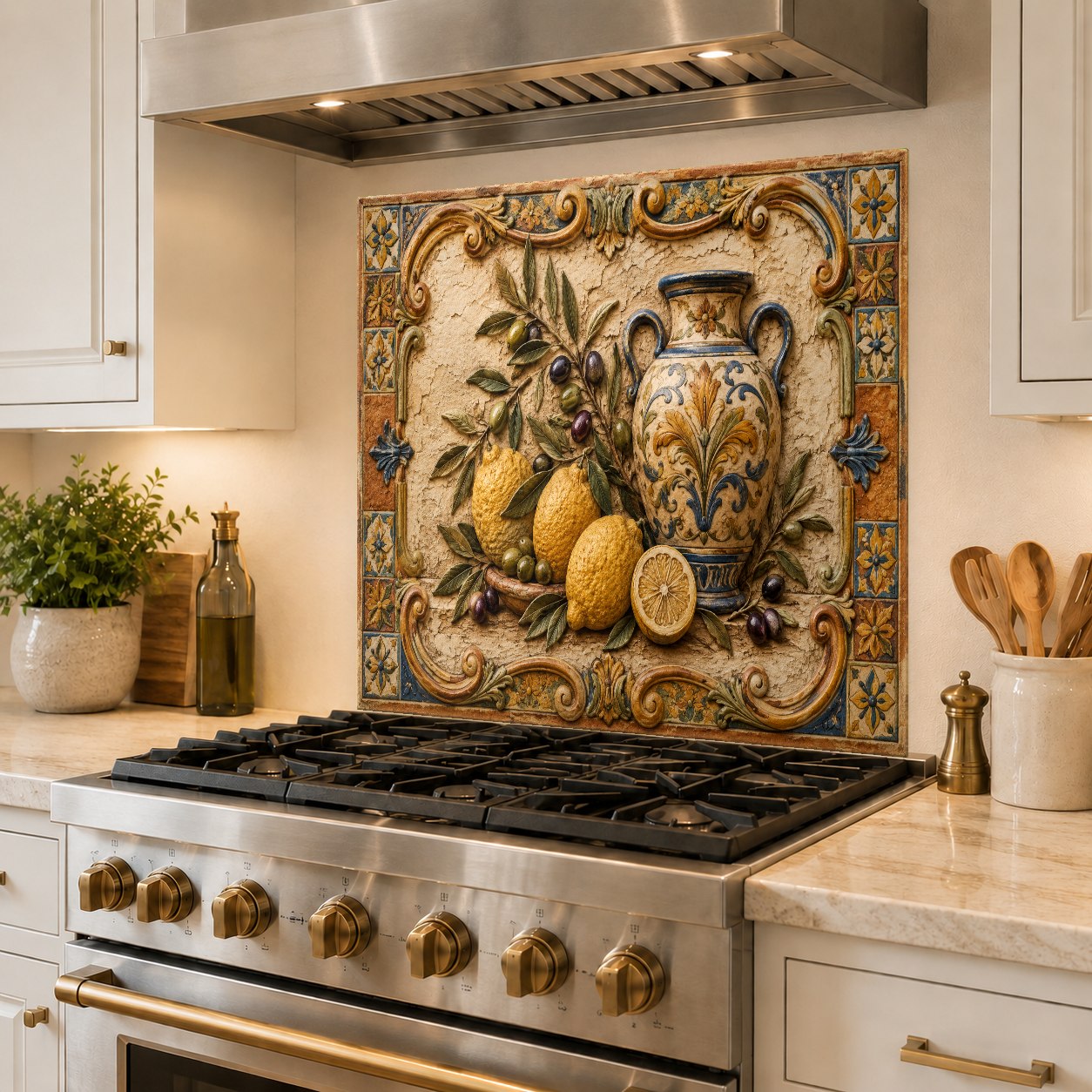 Vibrant yellow lemon glass backsplash protecting the wall behind a kitchen sink