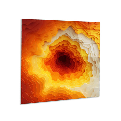 Abstract layered artwork with warm colors on a white background