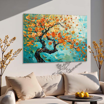 tempered glass tree wall art