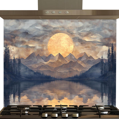 Mountain Sunset Kitchen Backsplash - Custom Splashback for Stove