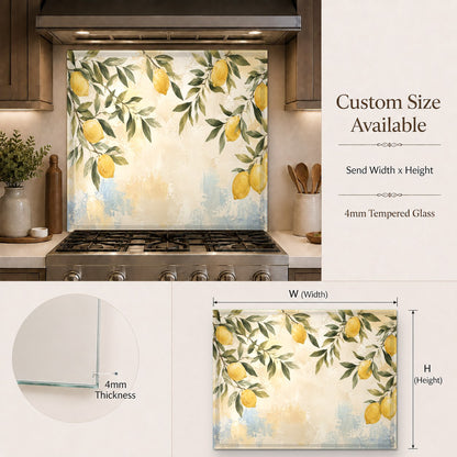 Lemon grove glass backsplash panel installed in a modern kitchen bar area