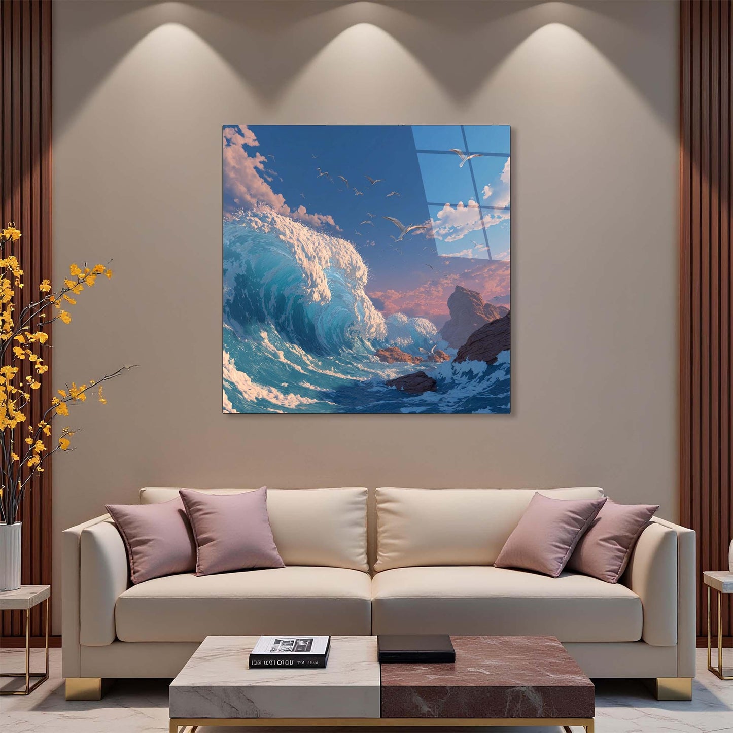 Custom size glass wall art