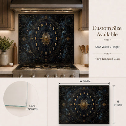 Cosmic Atlas glass backsplash feature wall in a contemporary kitchen design