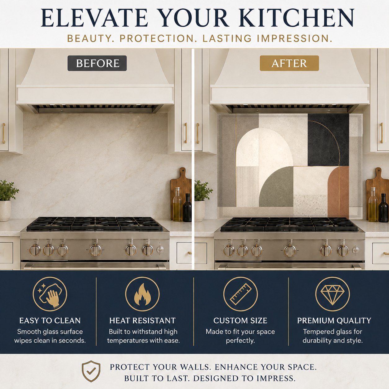 Urban geometry kitchen glass backsplash featured prominently on an accent kitchen island