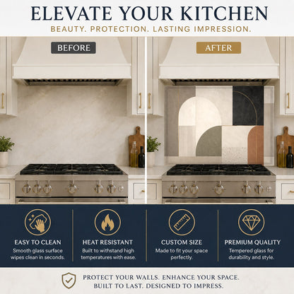 Urban geometry kitchen glass backsplash featured prominently on an accent kitchen island