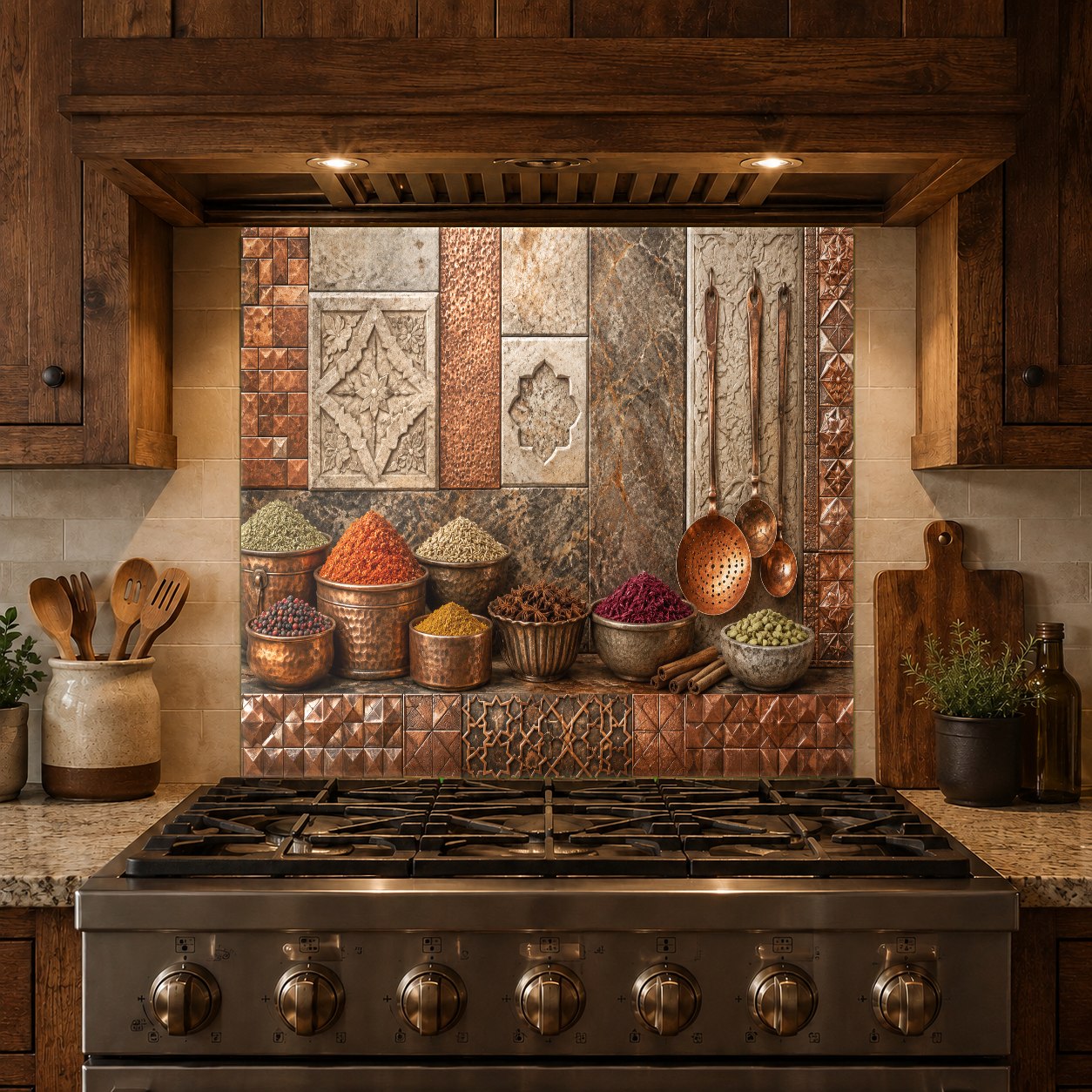Sleek custom glass backsplash panel installed in a contemporary kitchen