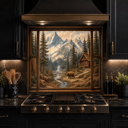 Tempered glass kitchen backsplash reflecting light in a contemporary kitchen