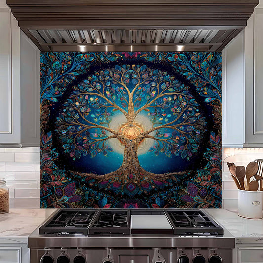 Tempered glass backsplash for kitchen