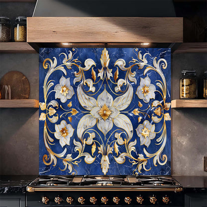 Decorative backsplash with floral pattern in a kitchen setting