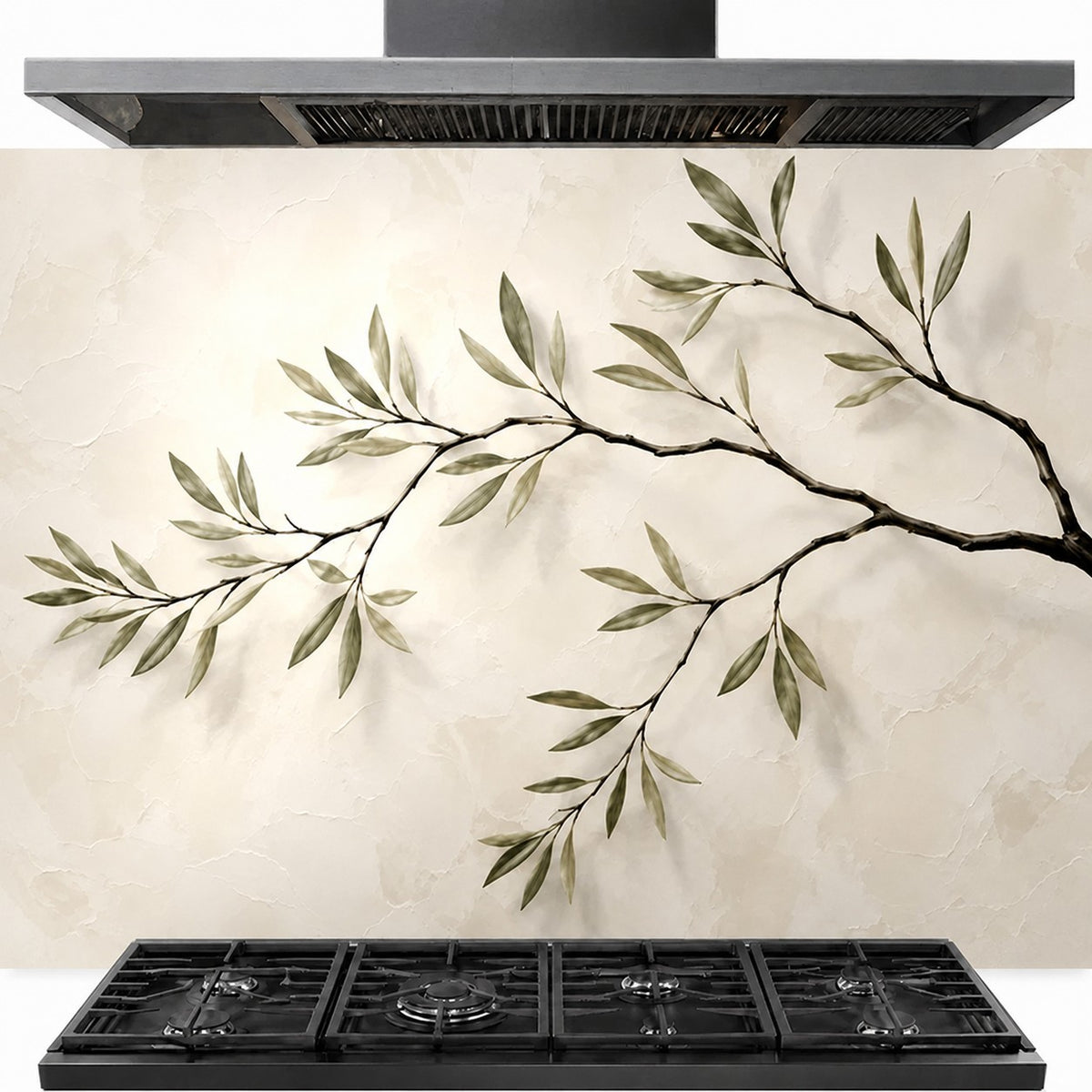 Tree Branches Tempered Glass Backsplash | Nature Kitchen Panel