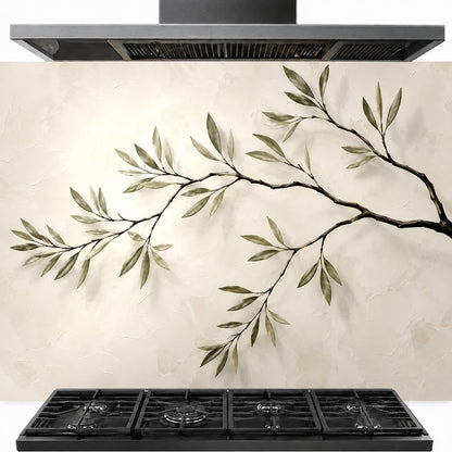 Tree Branches Tempered Glass Backsplash | Nature Kitchen Panel