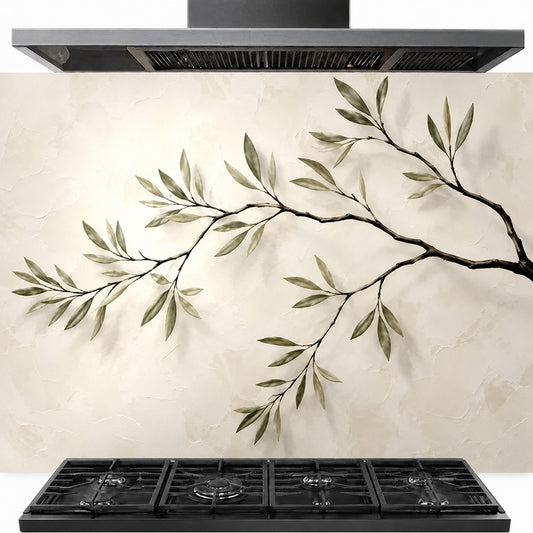 Tree Branches Tempered Glass Backsplash | Nature Kitchen Panel