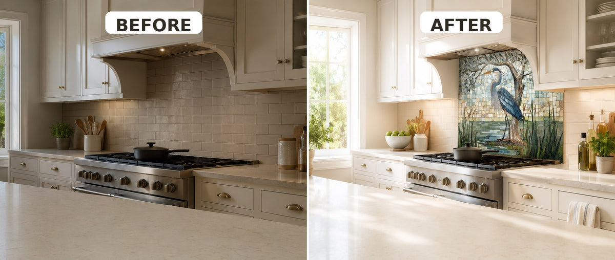 Tempered Glass Backsplash & Decorative Kitchen Splashback for Stove ...