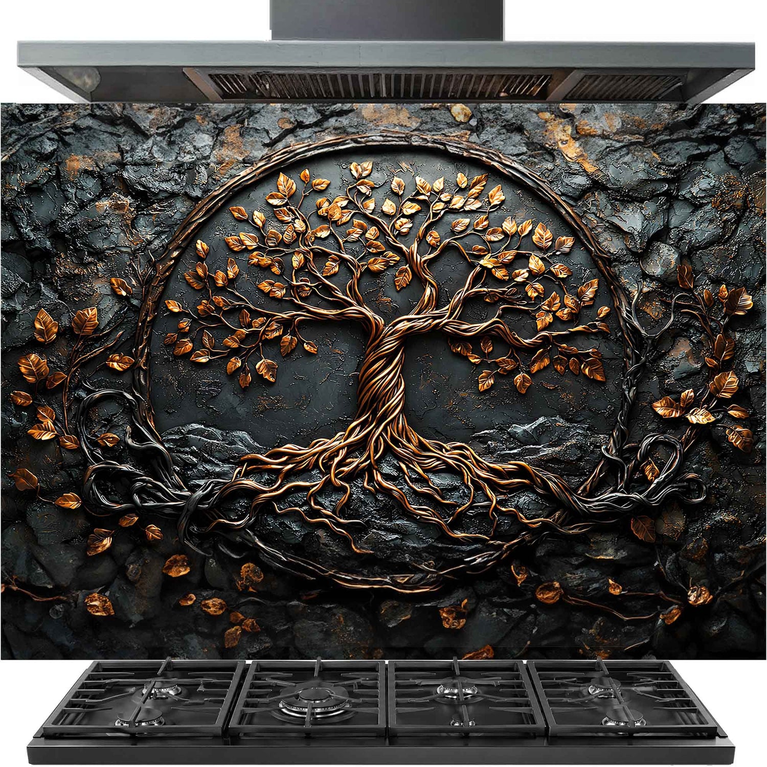 Custom kitchen backsplash for stove panel
