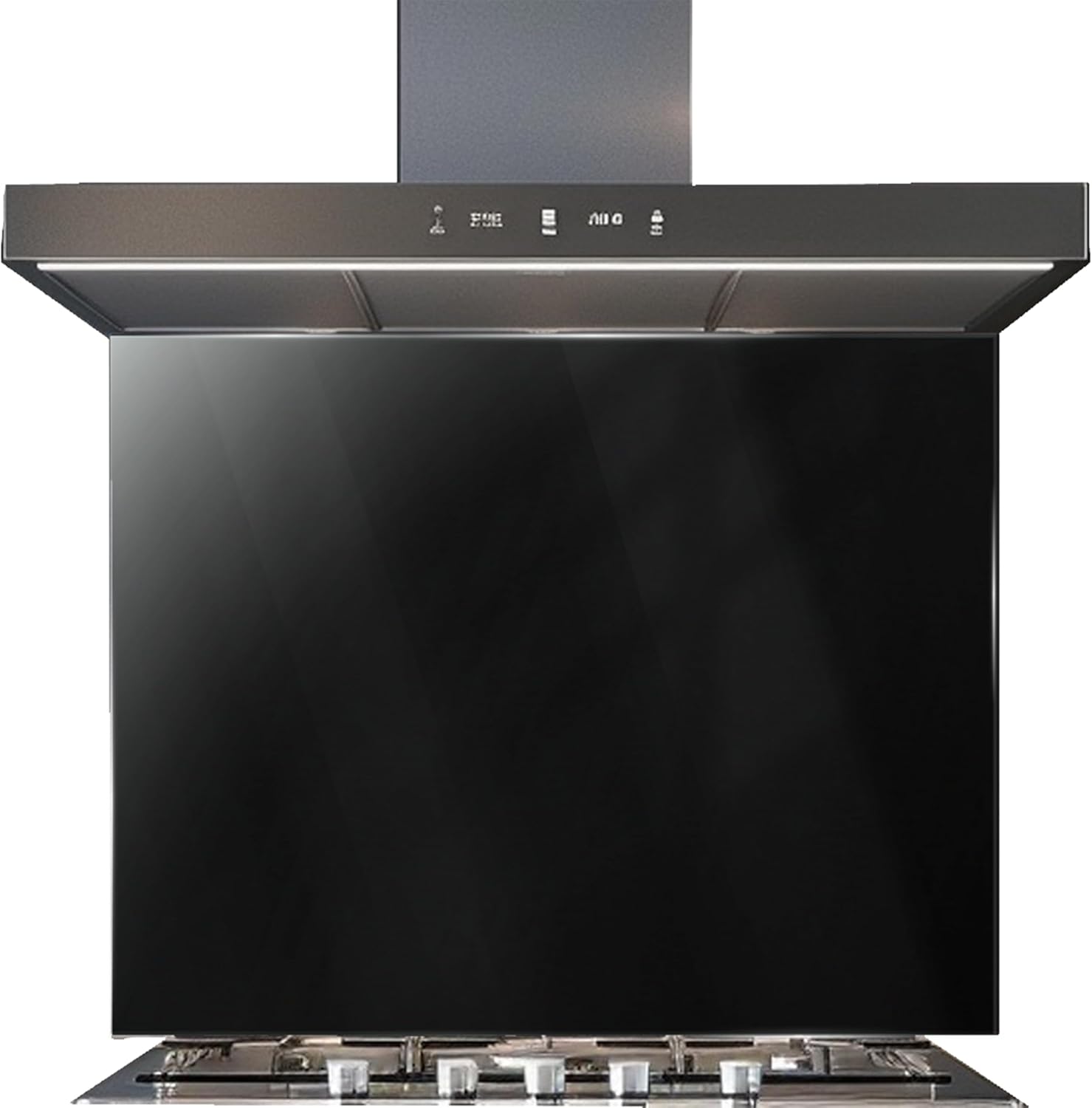 Black solid color custom kitchen backsplash made from tempered glass