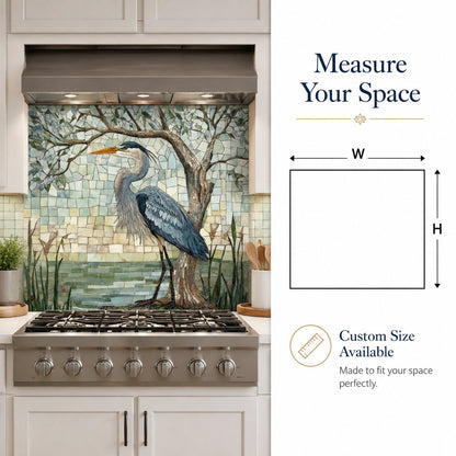 Heron Glass Backsplash for Kitchen Stove
