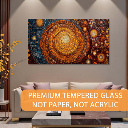 Decorative wall art in a living room with a sofa and coffee table.