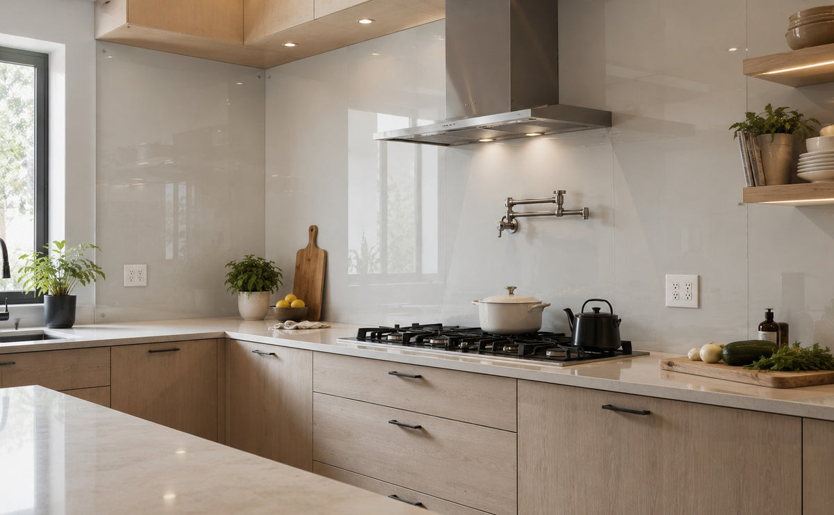 Tempered Glass Backsplash & Decorative Kitchen Splashback for Stove ...