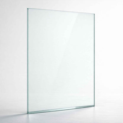 Clear glass panel on a white background