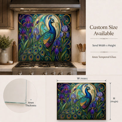 Heat resistant tempered glass backsplash panel behind kitchen range