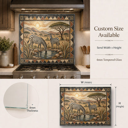Modern wildlife glass backsplash protecting a contemporary kitchen island wall