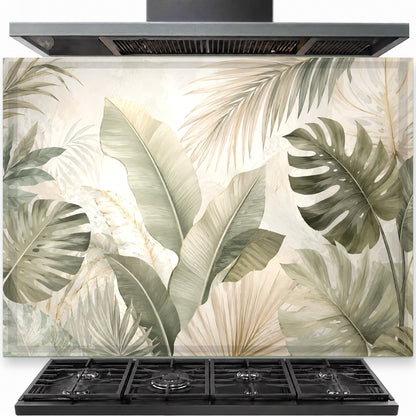 Minimal Green tempered glass kitchen backsplash installed securely behind the main cooking stove