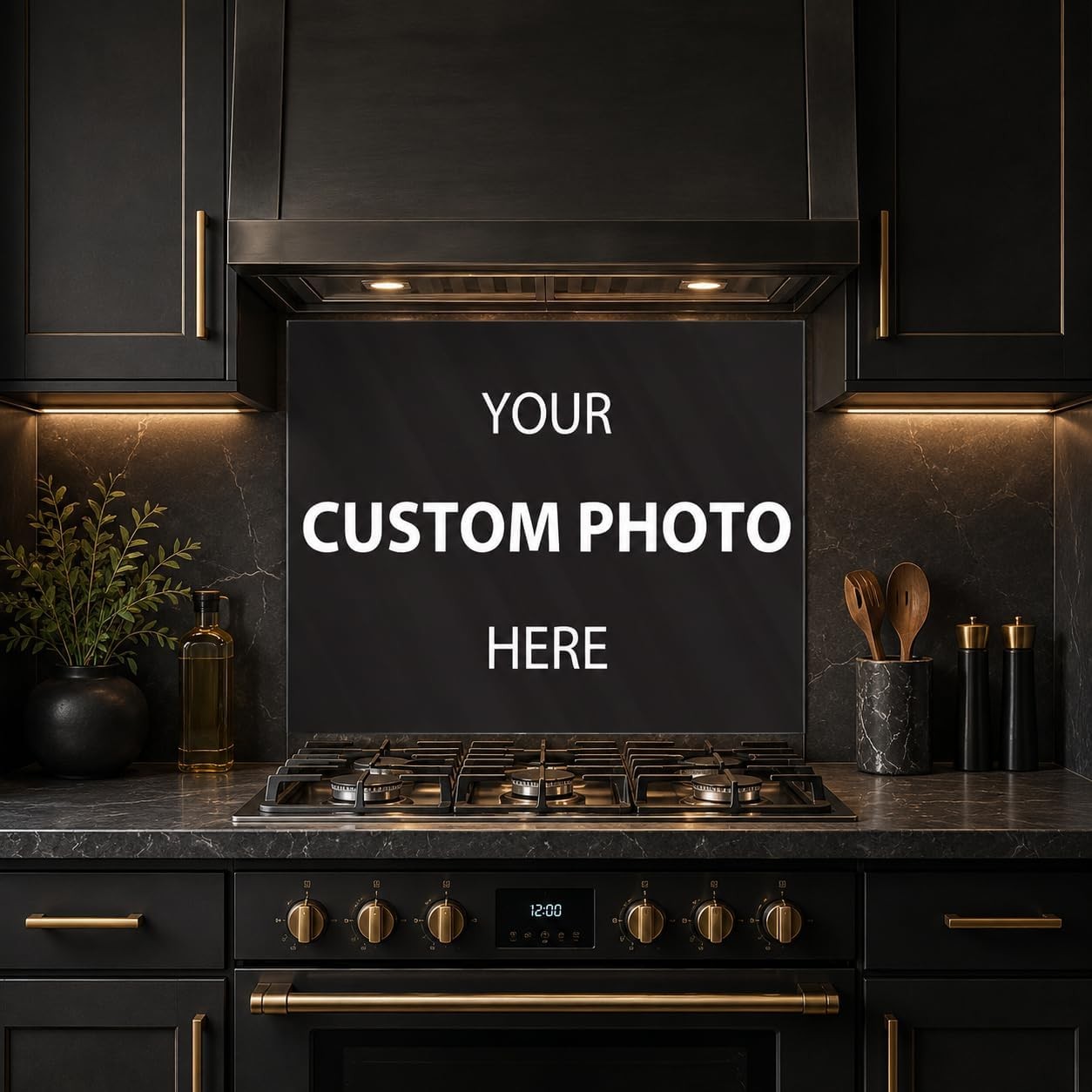 Custom Photo Tempered Glass Kitchen Backsplash for Stove - Heat Resistant Kitchen Wall Tile Alternative