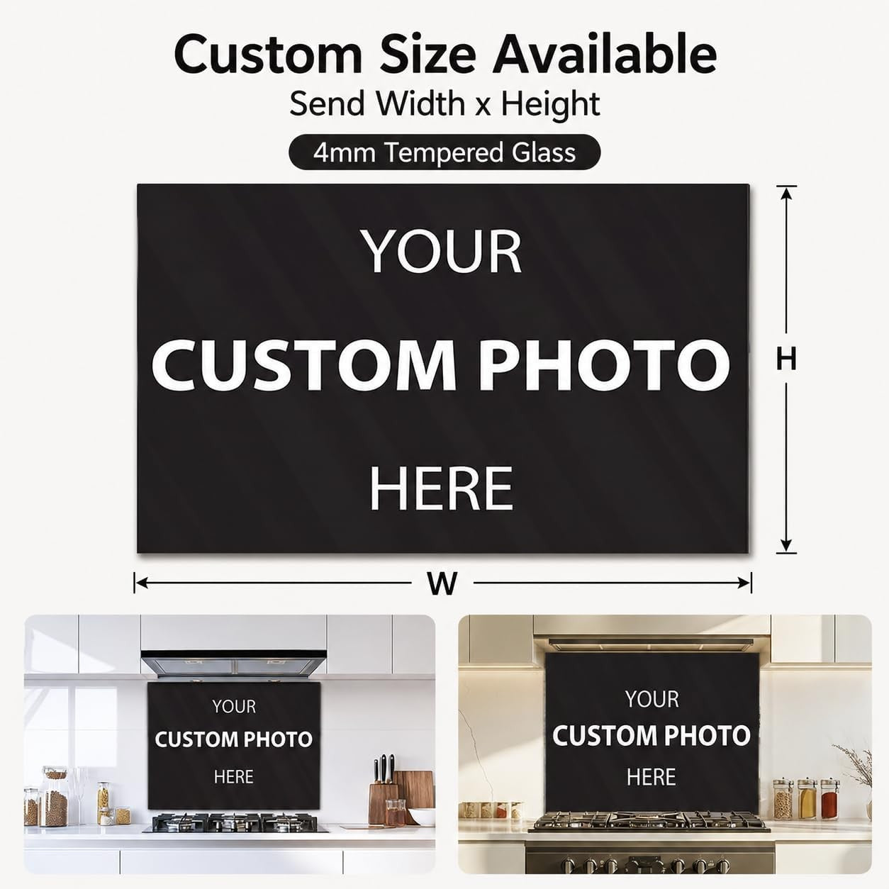 Custom Photo Tempered Glass Kitchen Backsplash for Stove - Heat Resistant Kitchen Wall Tile Alternative