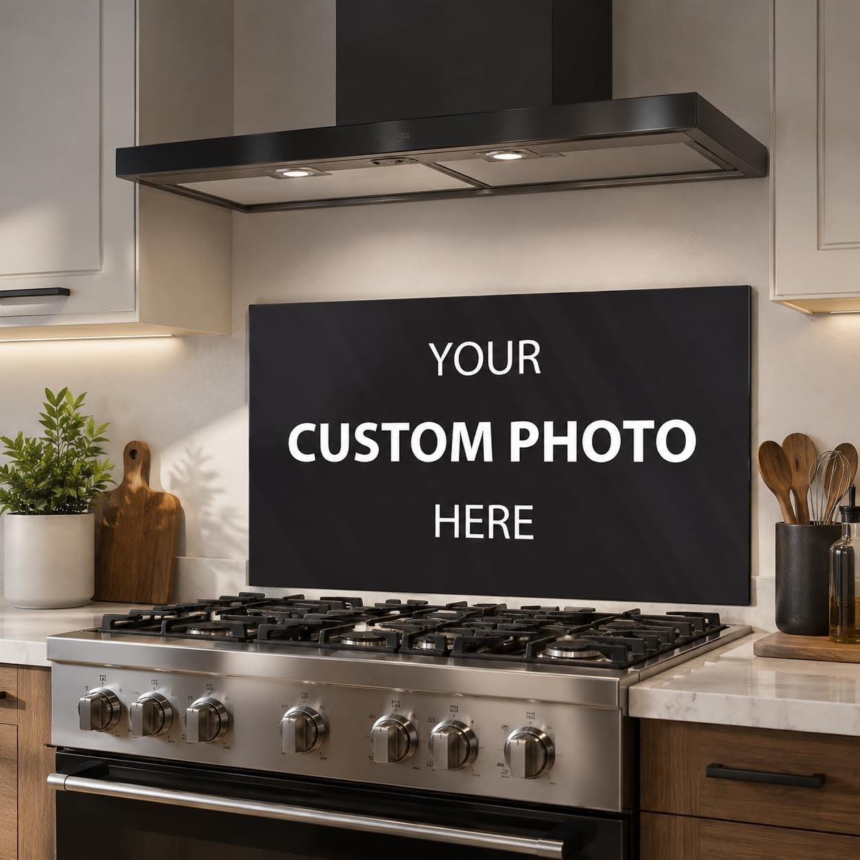 Custom Photo Tempered Glass Kitchen Backsplash for Stove - Heat Resistant Kitchen Wall Tile Alternative