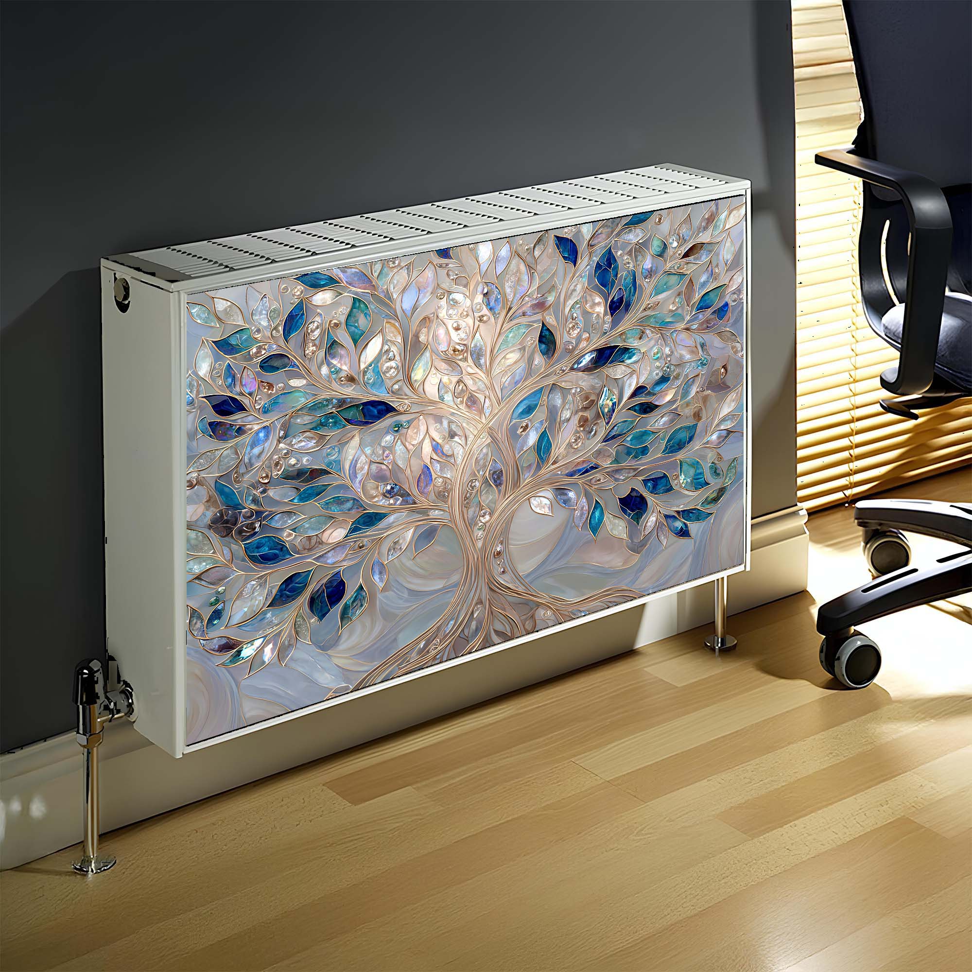 Tree Radiator Cover Opal Tree Magnetic Radiator Cover – Blue Gem Tree of Life Heater Wrap ...