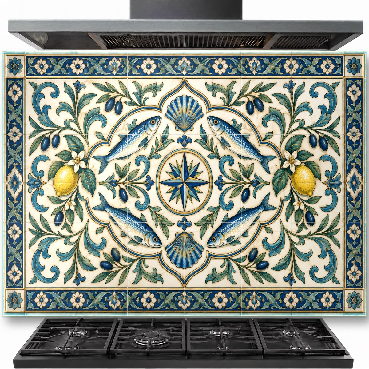 Wbs (371) tempered glass backsplash installed neatly behind a modern kitchen stove