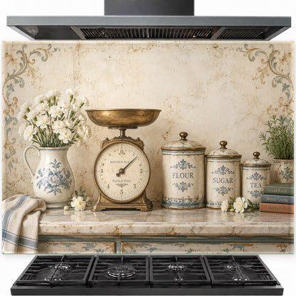 Kitchen Scale Tempered Glass Backsplash installed behind a gas stove